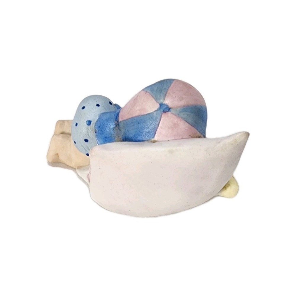 Vtg Lefton Baseball Baby Sleeping On Pillow Hand Painted Bisque Porcelain - Picture 5 of 8